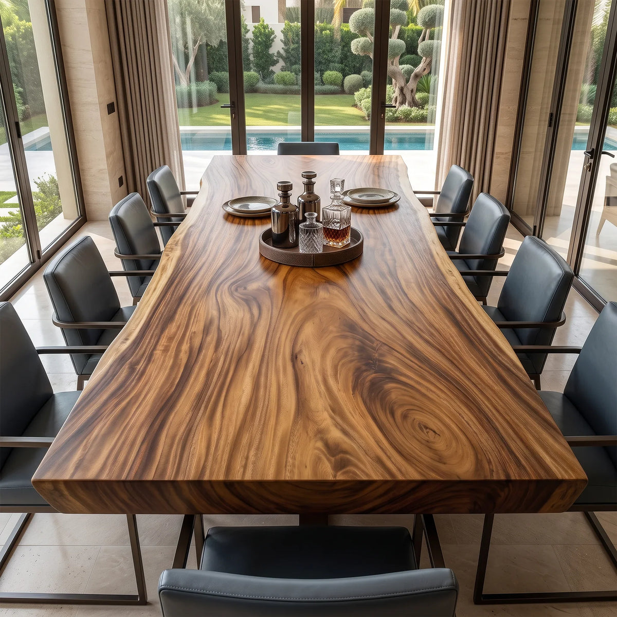 Rustic Live Edge Dining Table Top 8 Seater