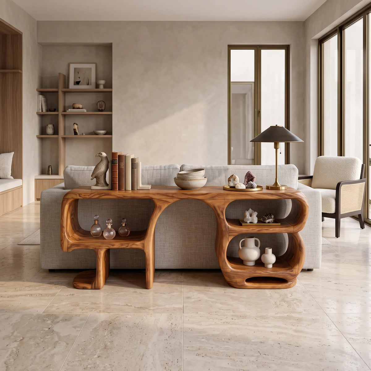 Modern Curved Frame Console For Living Room