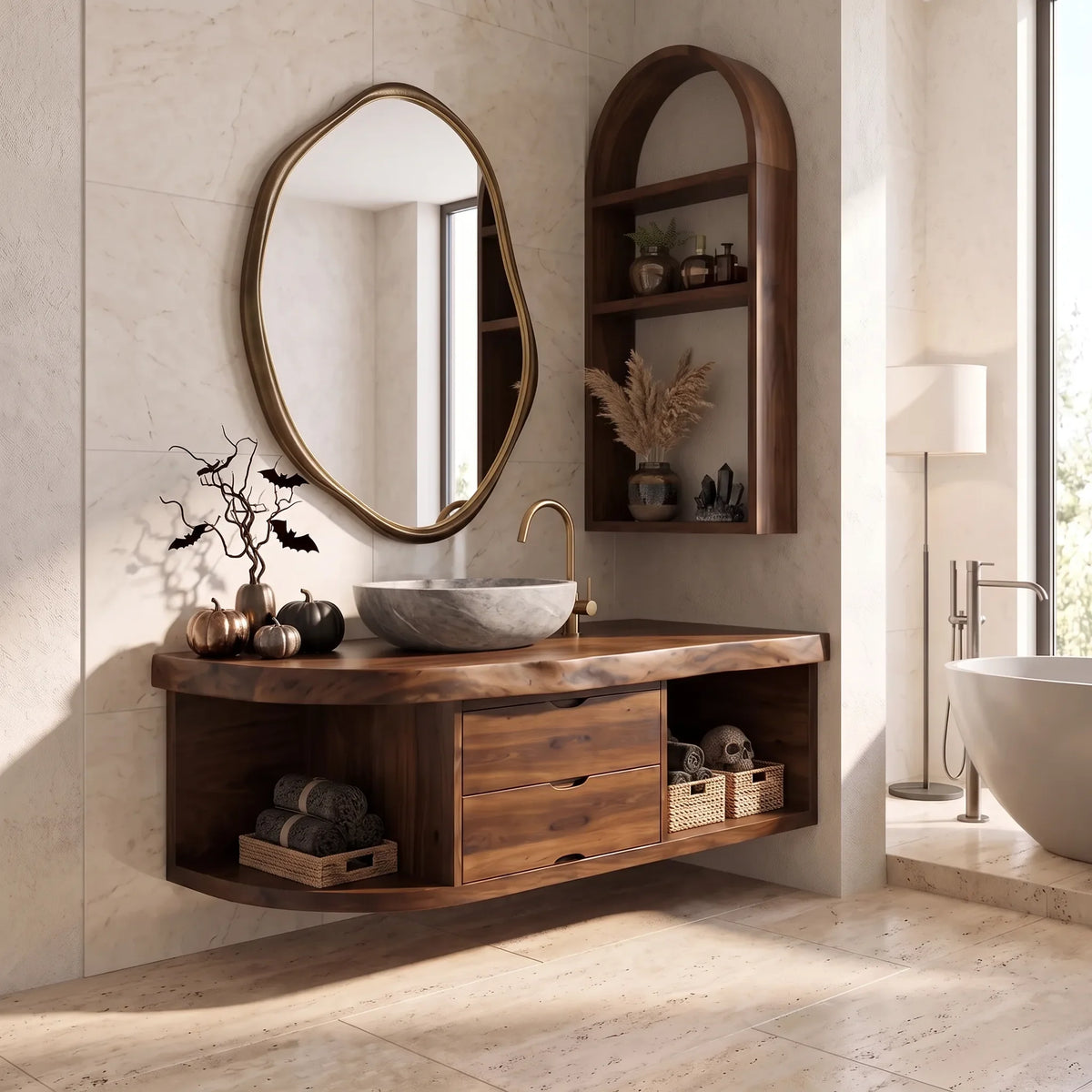 Organic Halloween Floating Bathroom Vanity Modern Bathroom