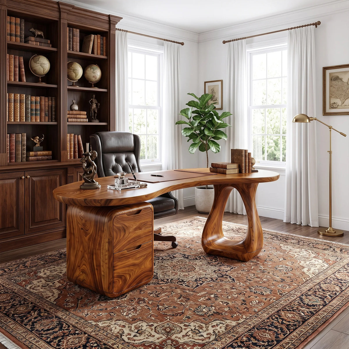 Elegant Office Desk Executive Desk Writing Desk With Rounded Drawers For Executive Office