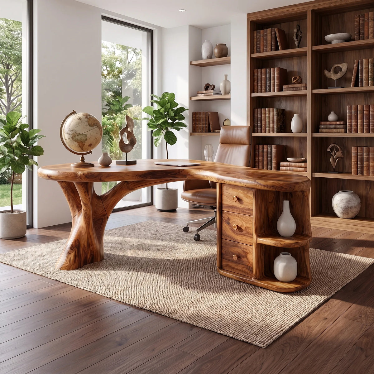 Organic Office Desk Executive Desk Writing Desk With Three Drawers For Executive Office