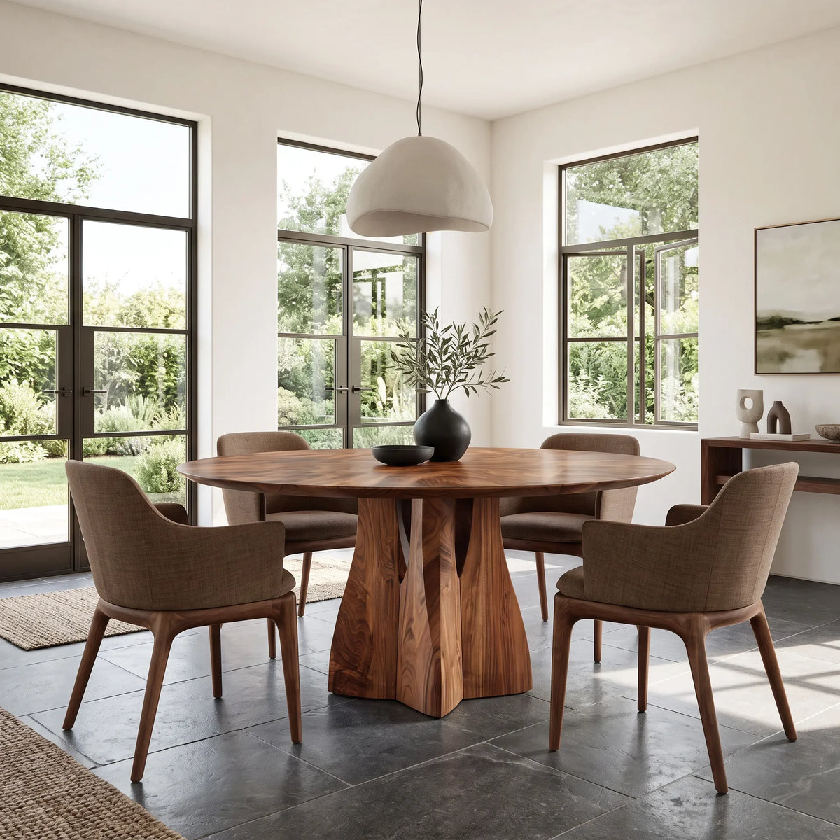 Contemporary Pedestal Round Dining Table For Dining Room