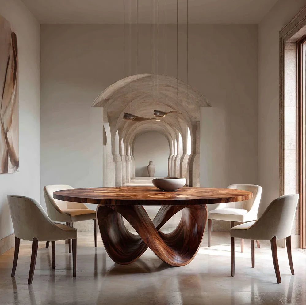 Modern Sculptural Base Round Dining Table For Dining Room