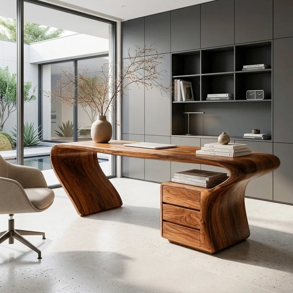 Organic Sculptural Curved Leg Desk For Home Office
