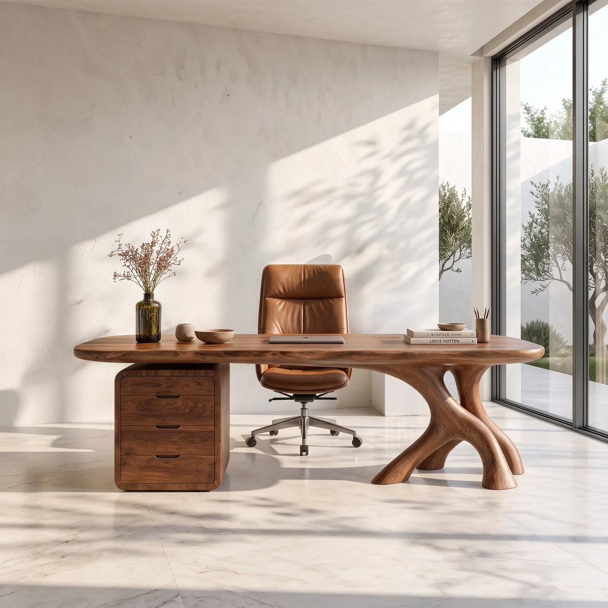 Modern Executive Desk Sculptural Base With Drawers Executive Office