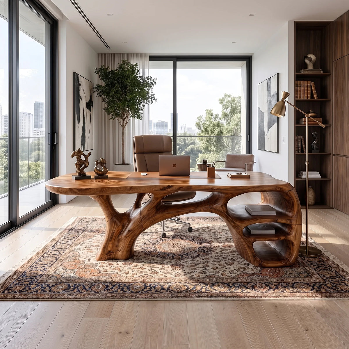 Timeless Executive Desk Office Desk Writing Desk Open Shelves For Home Office
