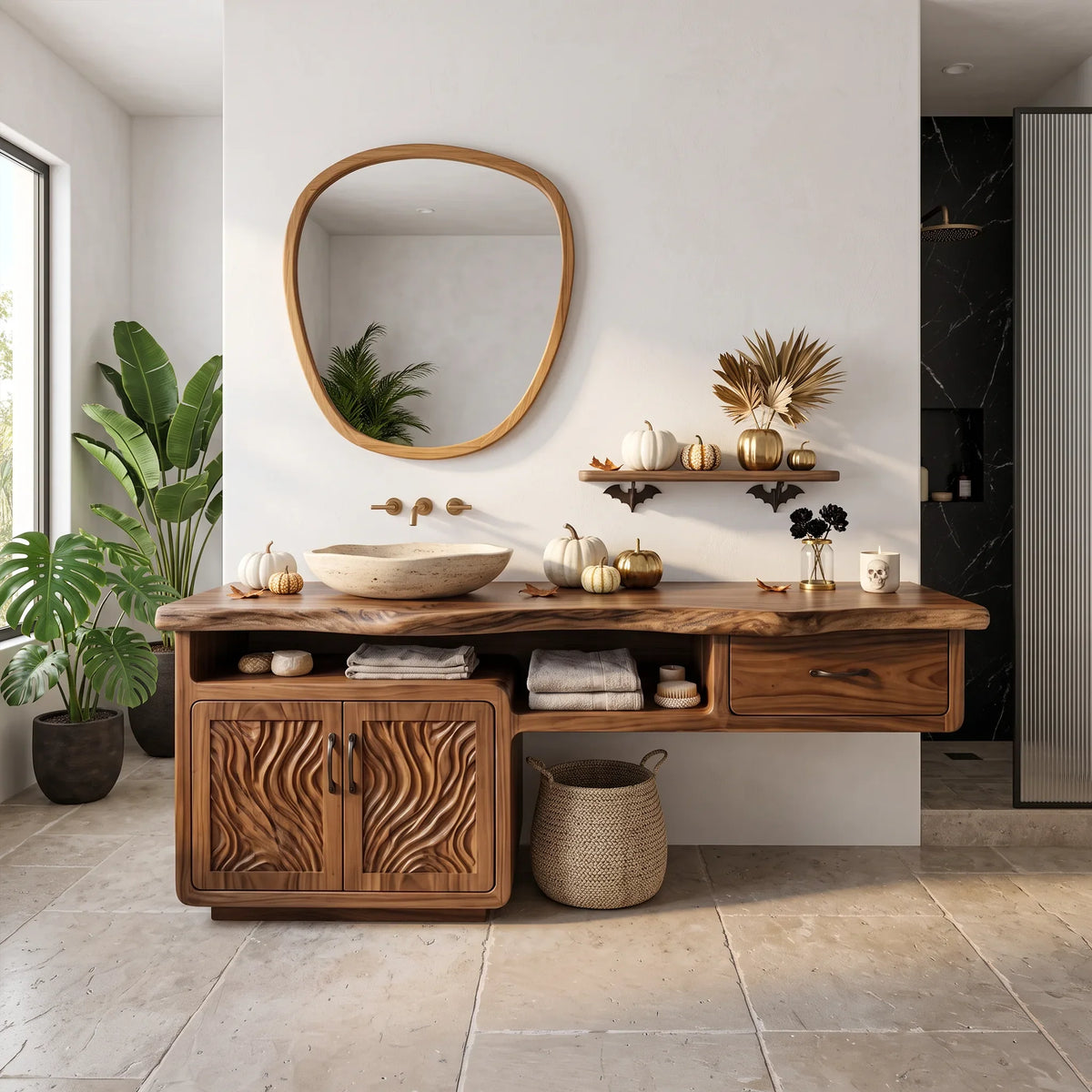 Farmhouse Halloween Storage Bathroom Vanity Luxury Bathroom