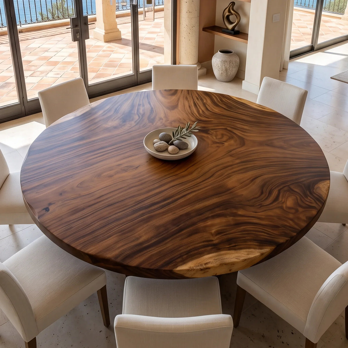 Organic Modern Round Dining Table Top 8 Seater