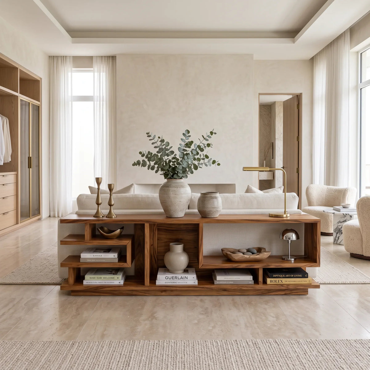 Minimalist Open Console Cabinet For Lounge Interior