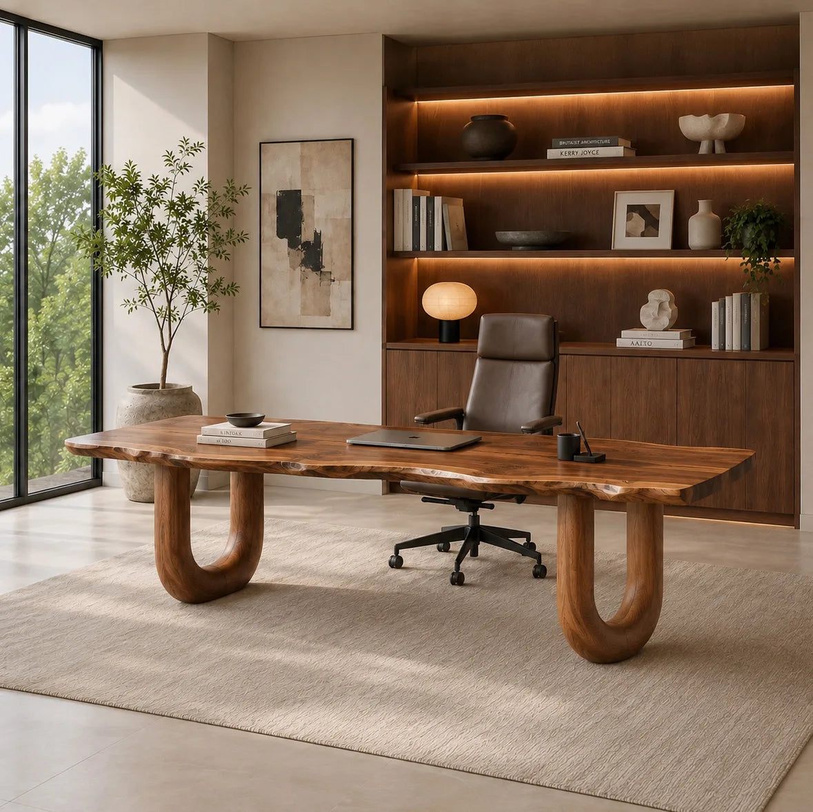 Organic Desk With Rounded U-Legs For Home Office