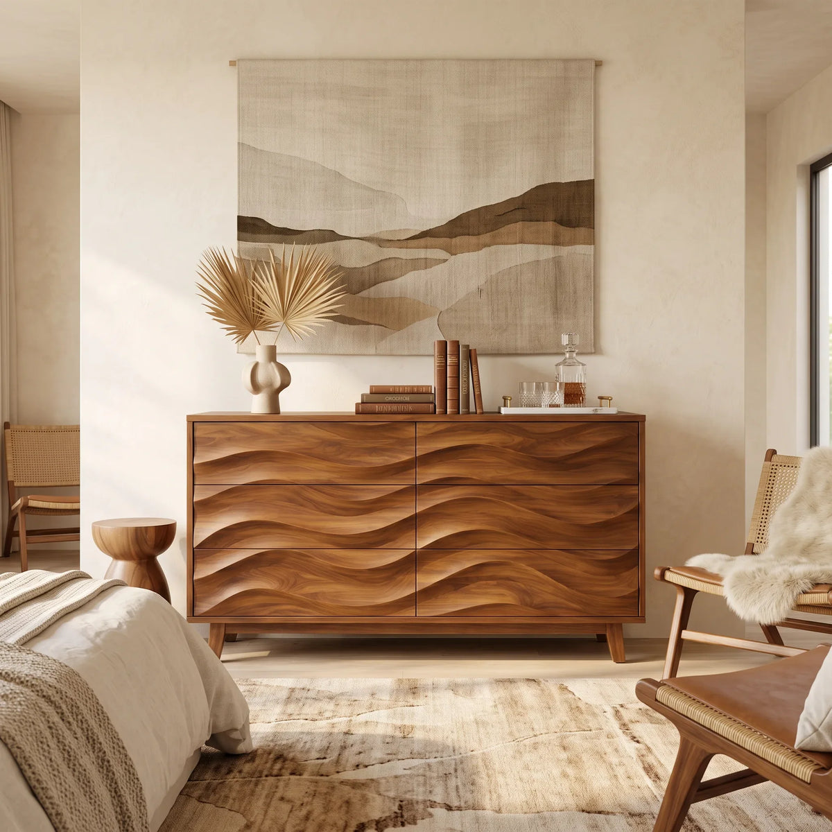 Organic Layered Bedroom Dresser For Cozy Interior