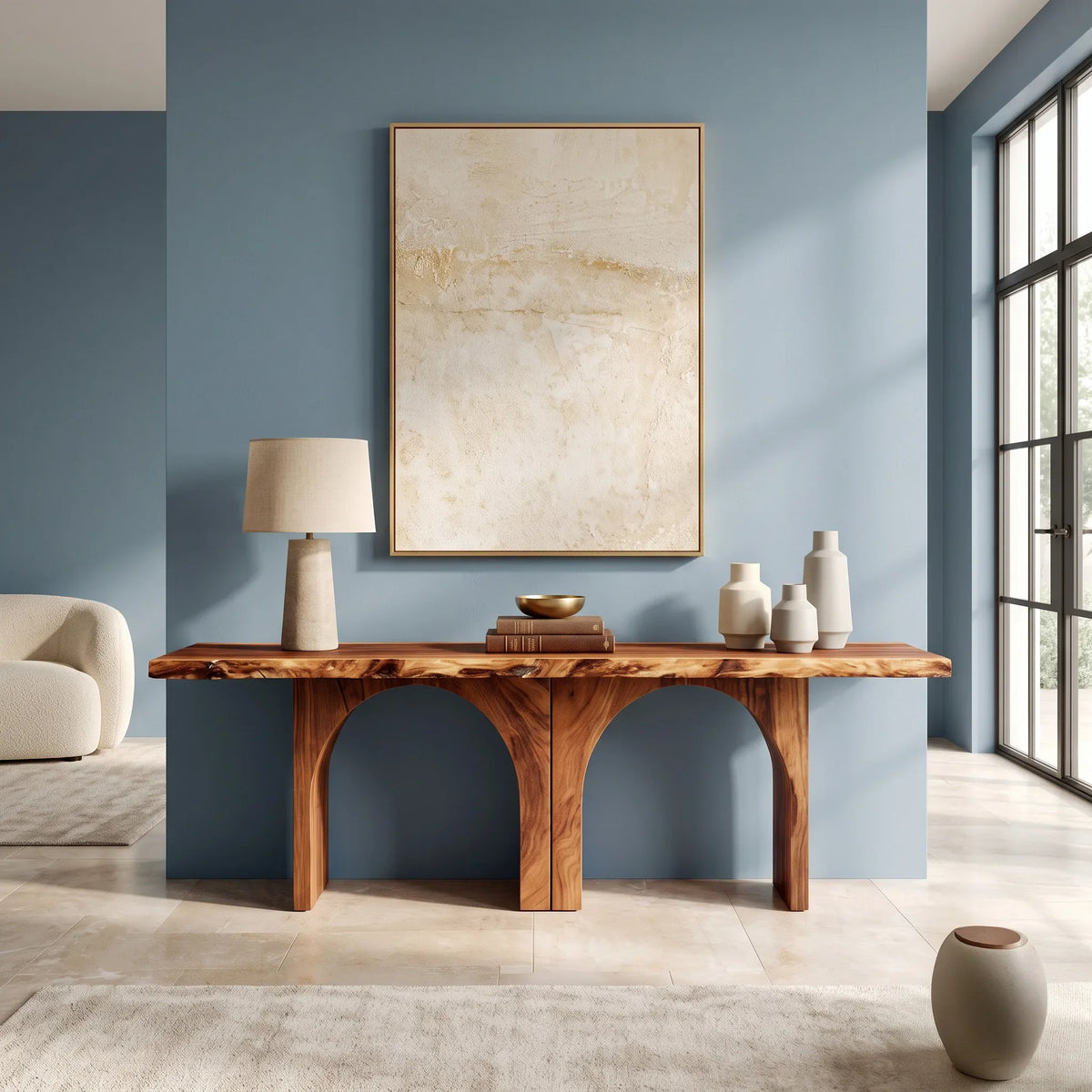 Modern Live Edge Wooden Console Table For Hallway