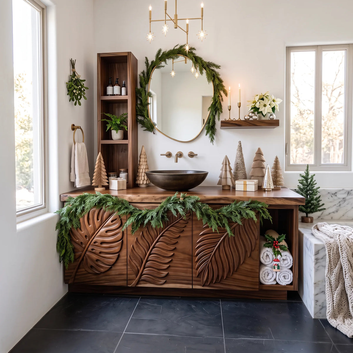 Handcrafted Rustic Xmas Bathroom Vanity Mountain Retreat