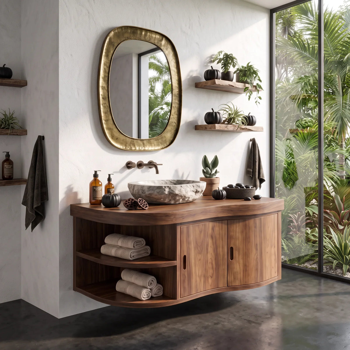 Mid Century Pumpkin Wall Mounted Bathroom Vanity