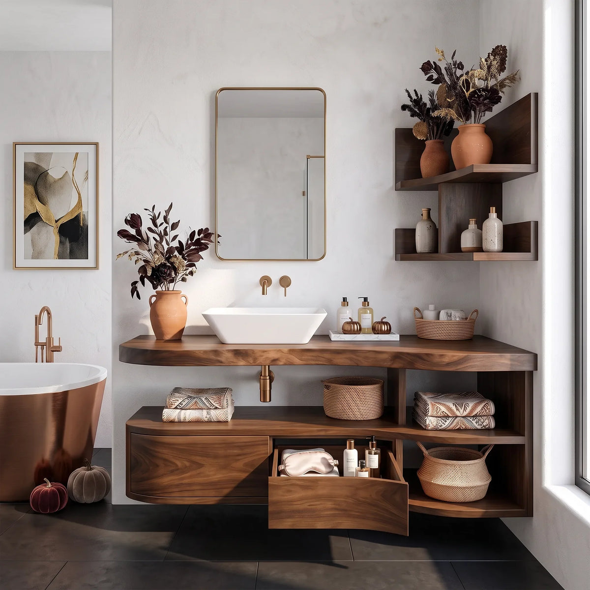 Rustic Skull Floating Bathroom Vanity Modern Bathroom