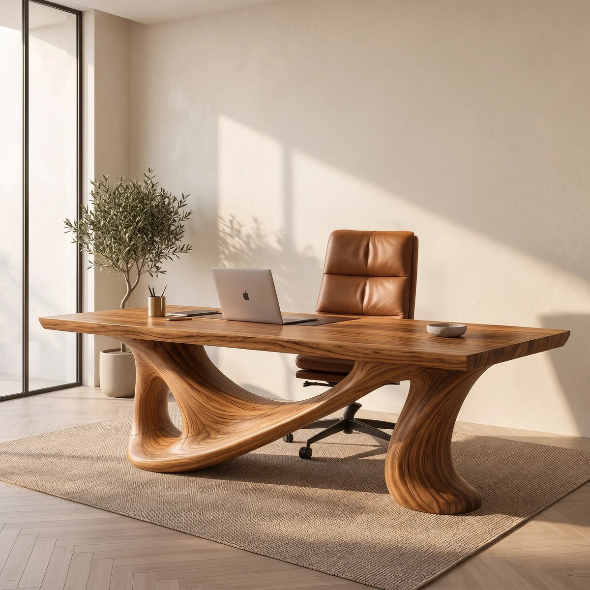Contemporary Writing Desk Sculptural Base For Designer Office