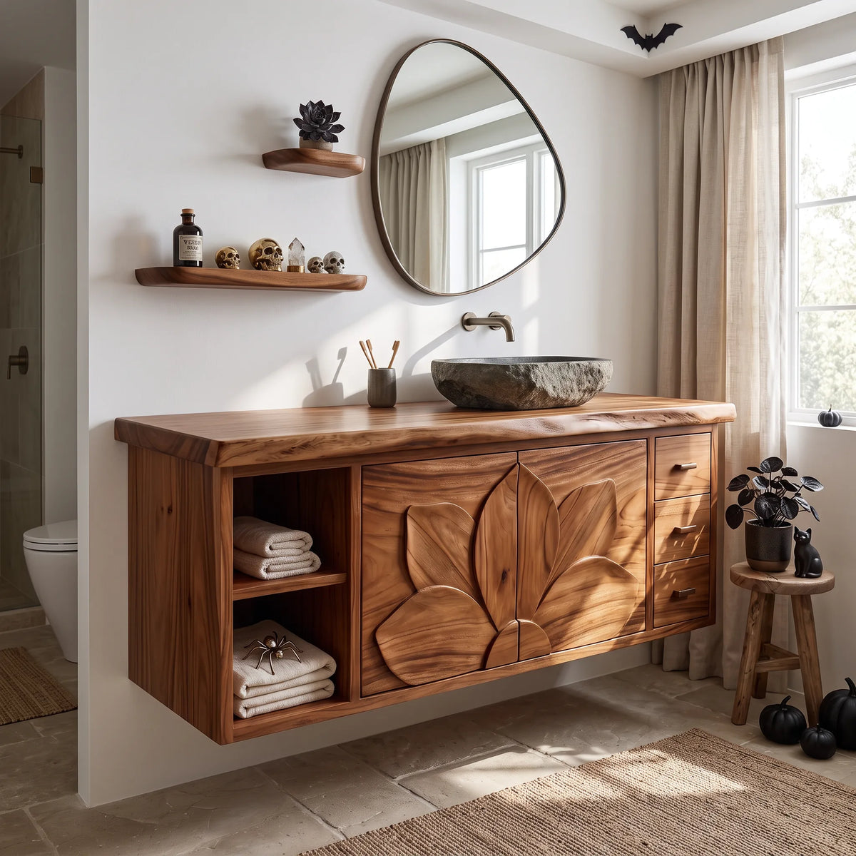 Farmhouse Skull Storage Bathroom Vanity Country Retreat
