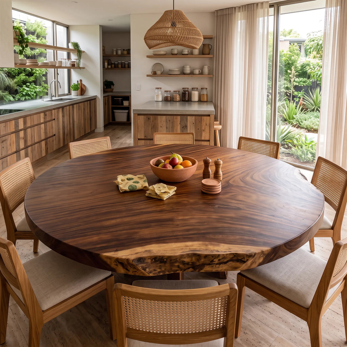 Organic Modern Round Dining Table Top Poolside Patio