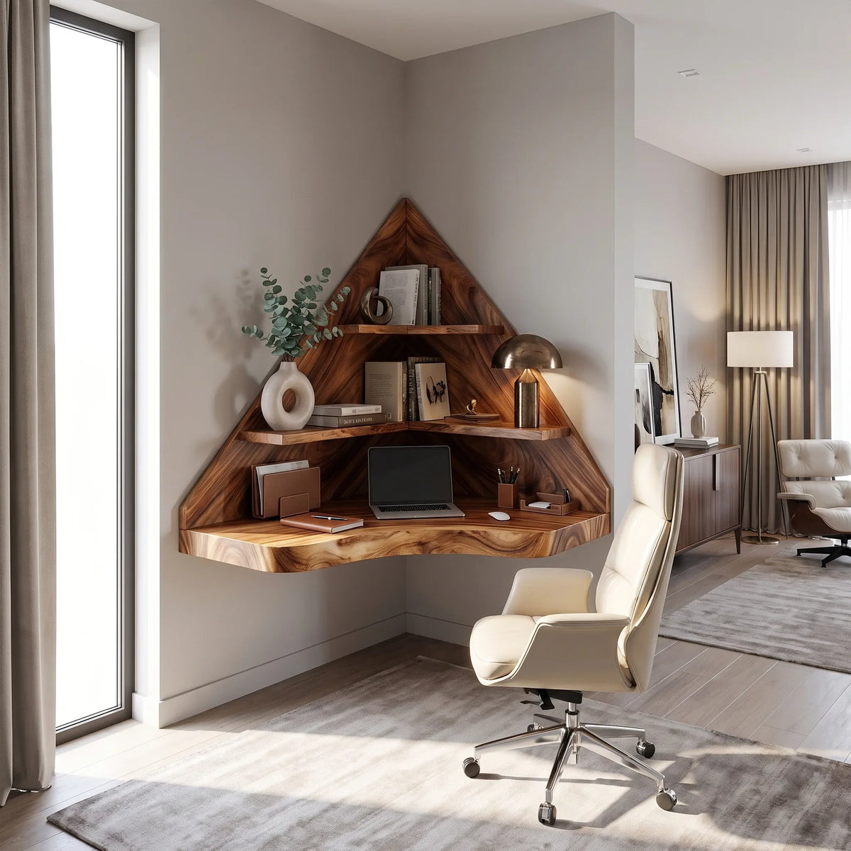 Calm Writing Desk Home Office Desk Computer Desk Corner Shelves For Living Room