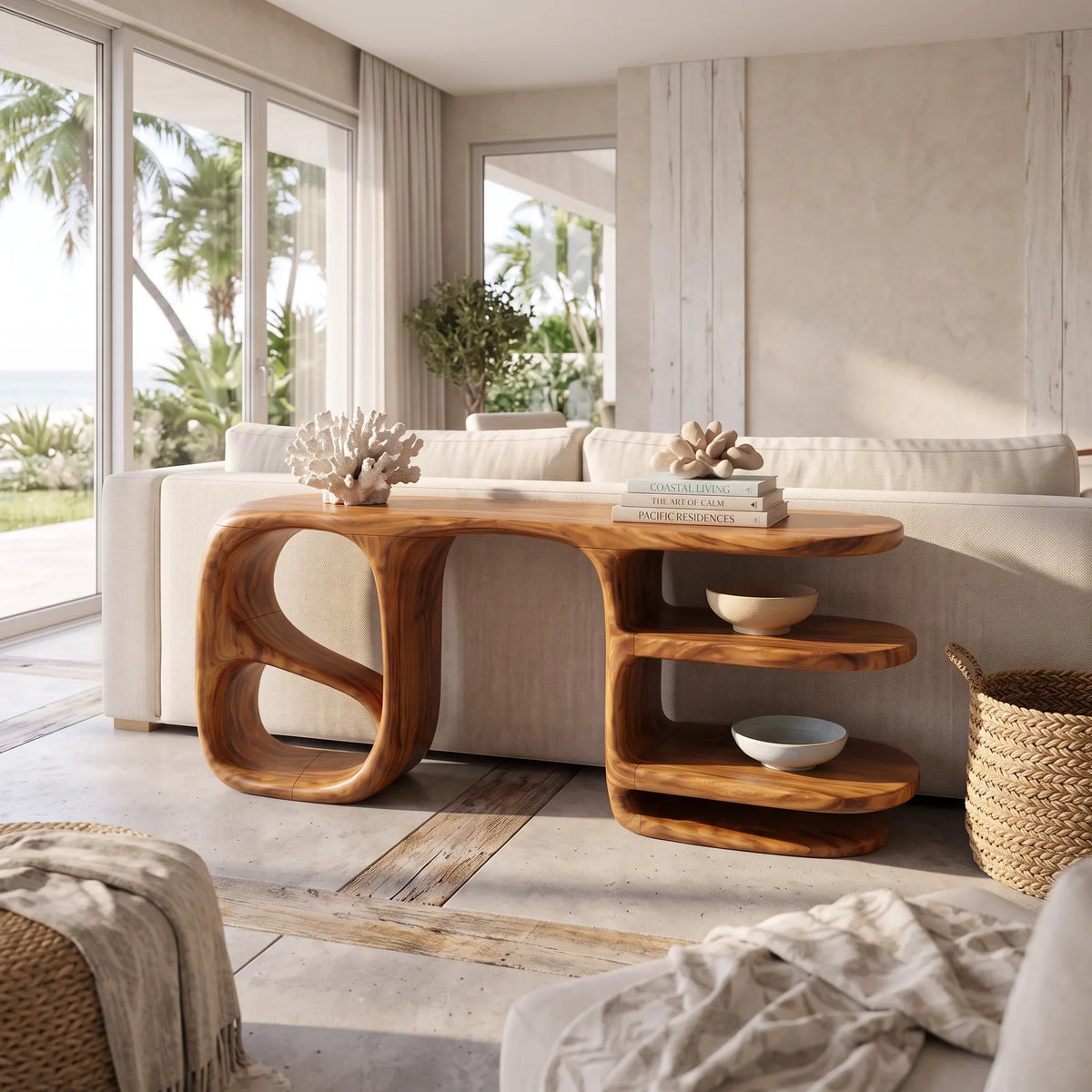 Organic Double Loop Console For Contemporary Living Room