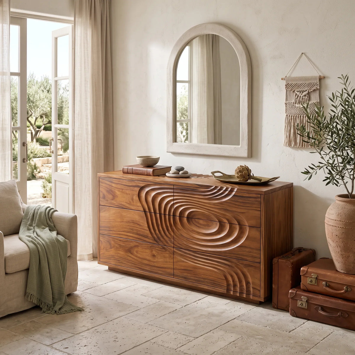 Organic Ripple Dresser For Contemporary Bedroom Interior