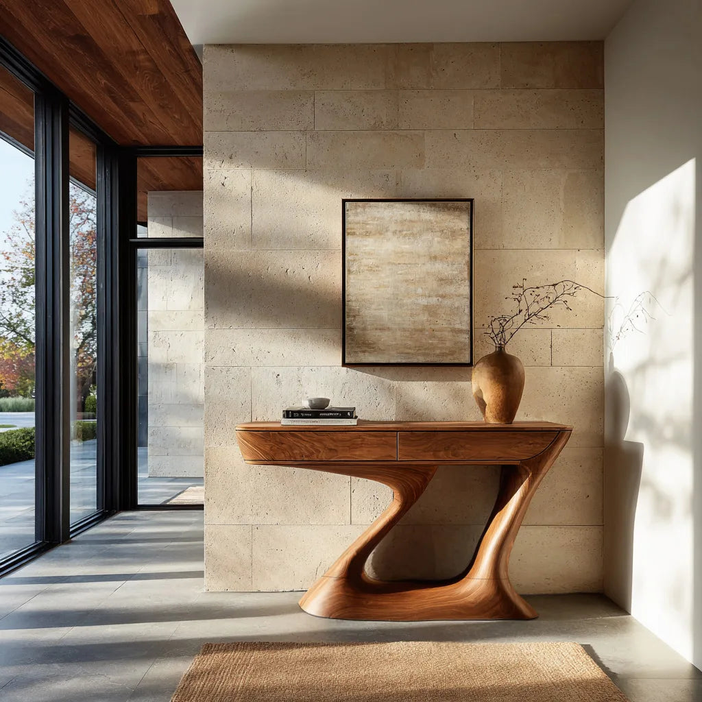 Contemporary Sculptural Drawer Console Table For Entryway