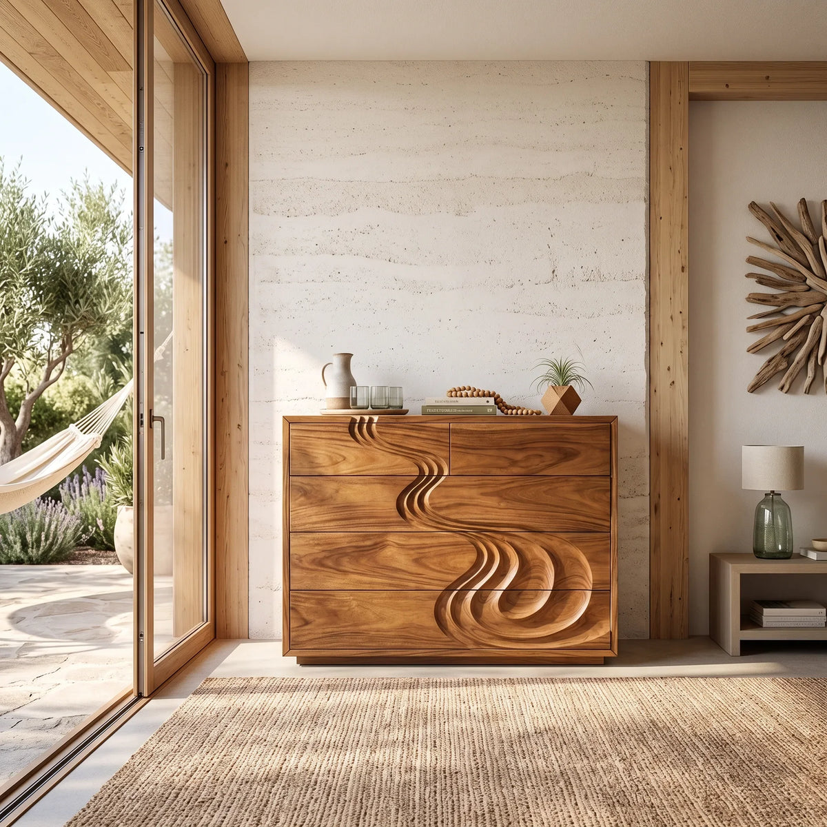 Contemporary Carved Bedroom Dresser For Master Suite