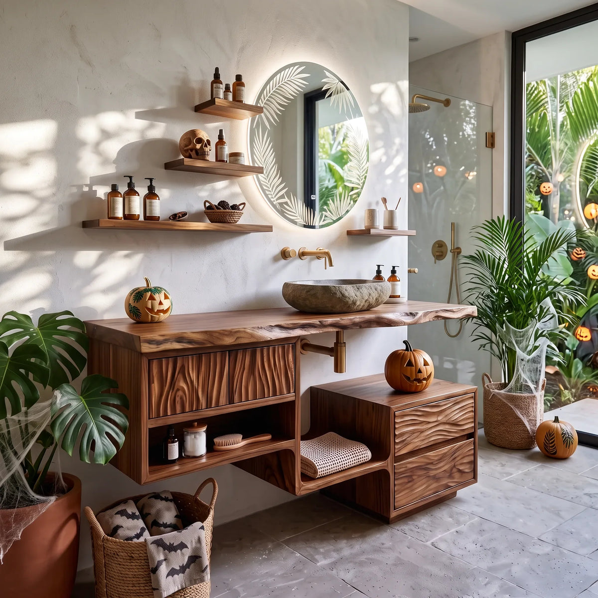 Mid Century Pumpkin Bathroom Vanity Modern Ensuite