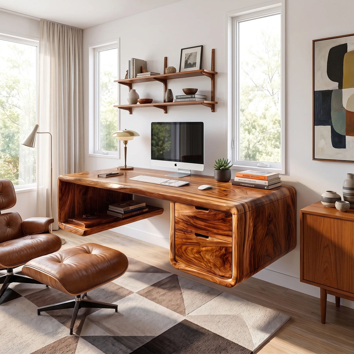 Refined Office Desk Writing Desk Home Office Desk With Three Drawers For Study Room