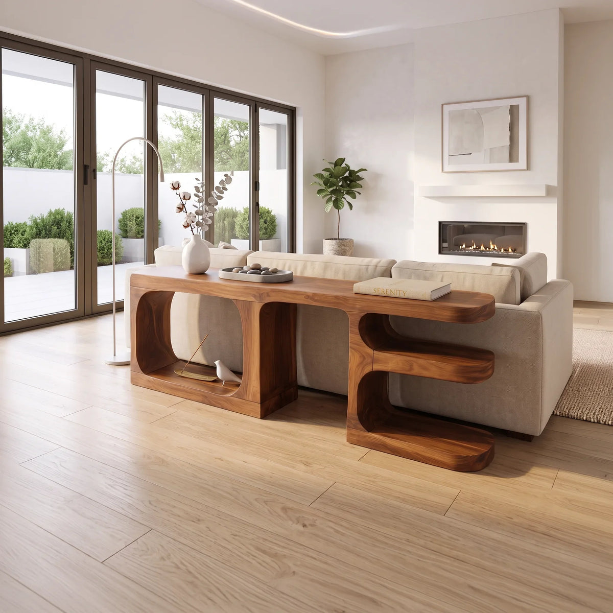Contemporary Rounded Console Cabinet For Living Room