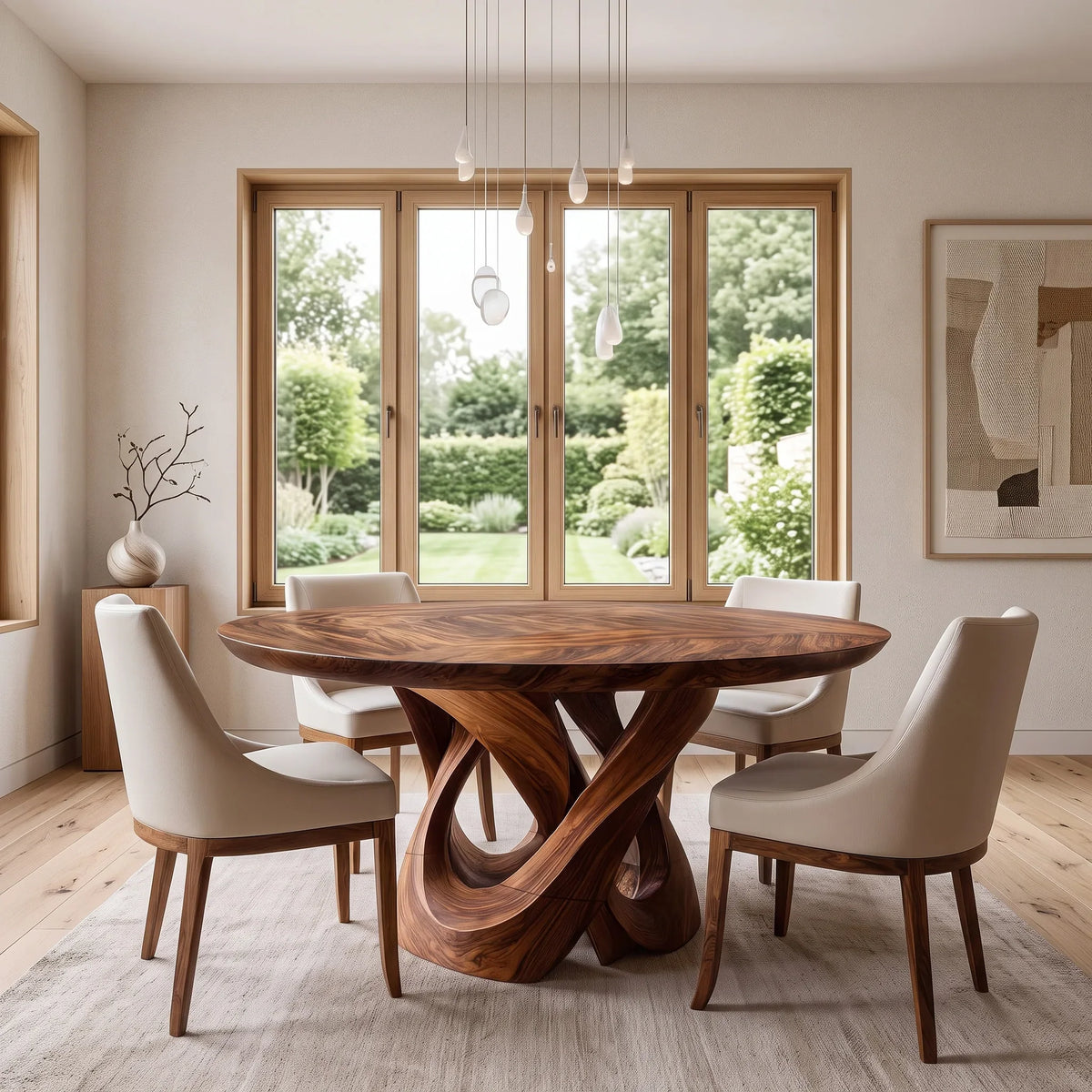 Modern Sculptural Round Dining Table For Dining Room