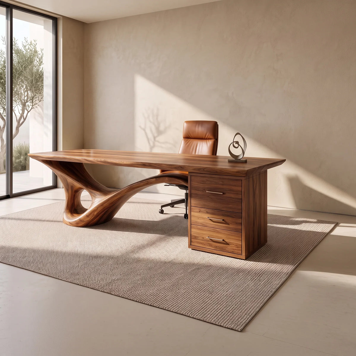 Organic Modern Executive Desk With Drawers For Luxury Office