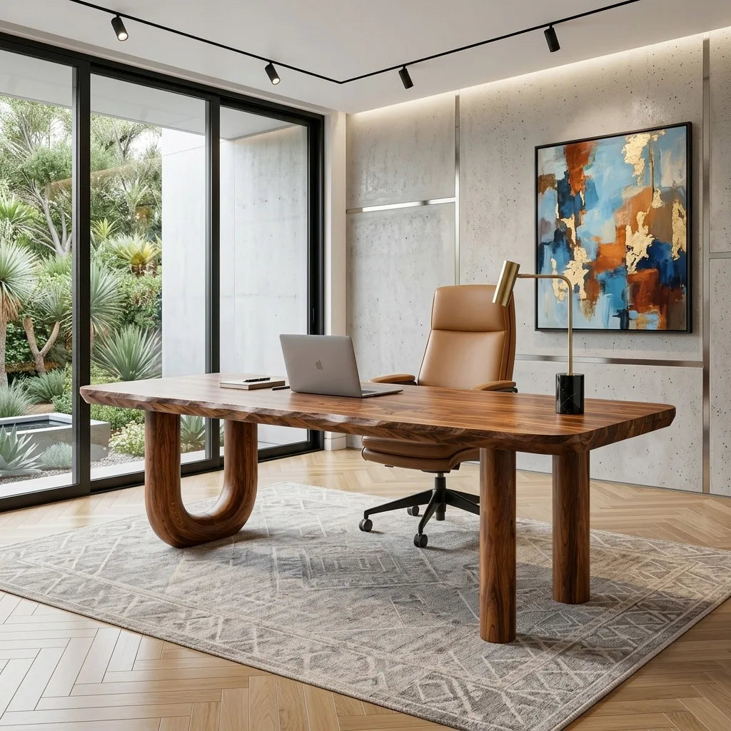 Organic U-Shaped Leg Desk For Home Office