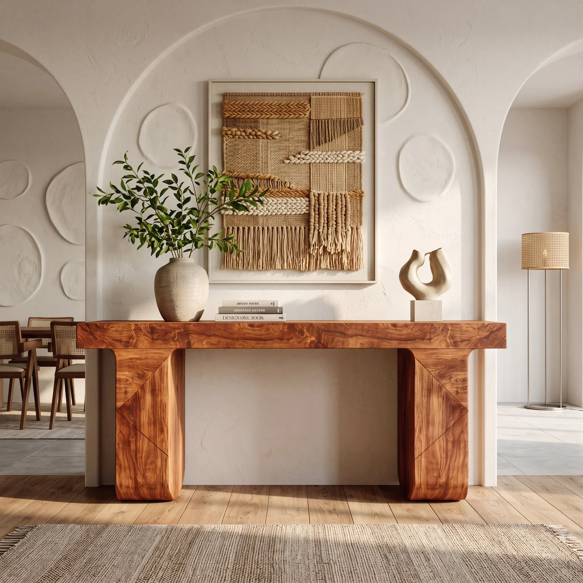 Contemporary Console Table With Geometric Legs For Entryway