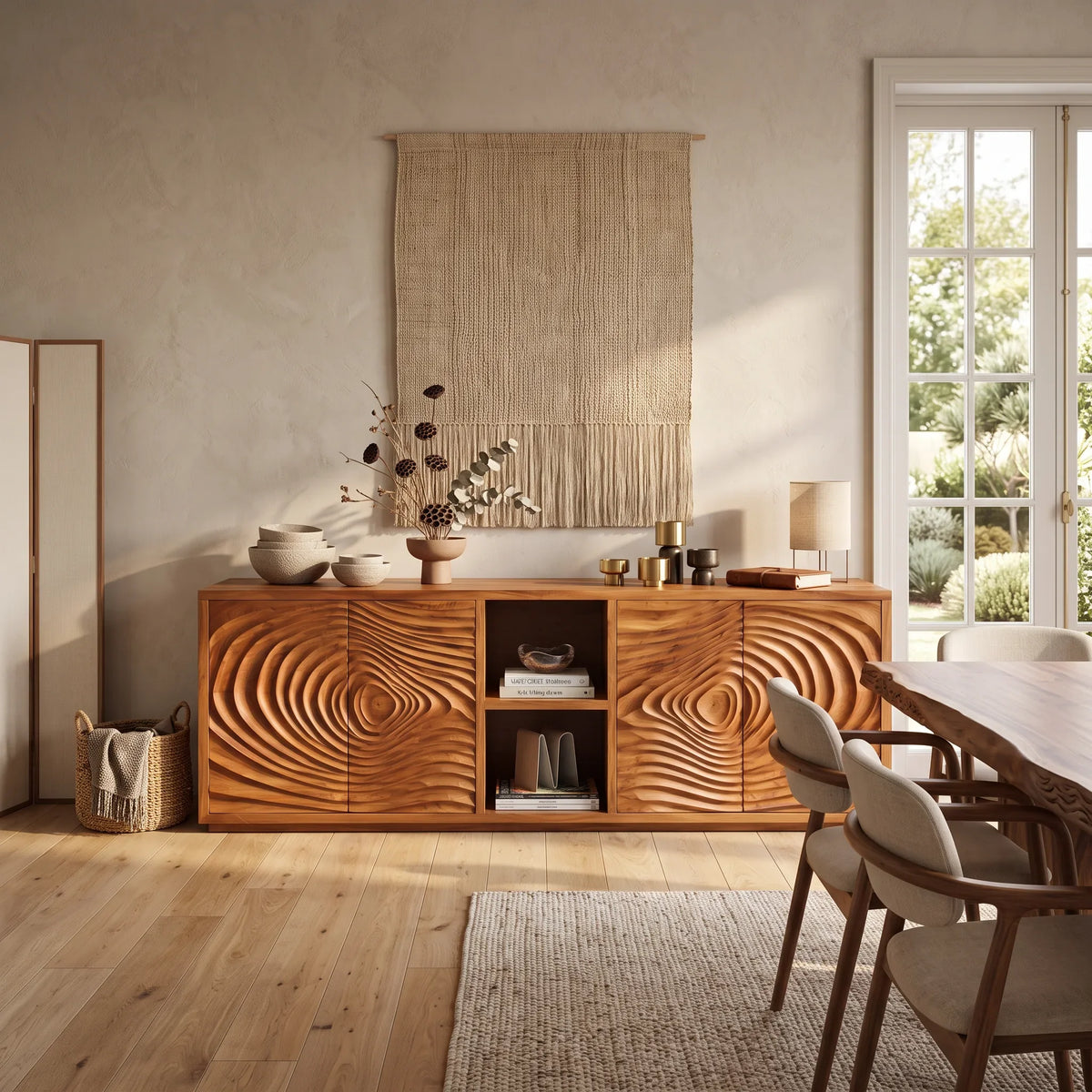 Handcrafted Organic Wave Sideboard Modern Dining Room