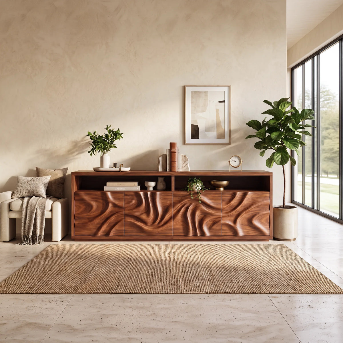 Contemporary Curved Front Buffet Cozy Dining Room