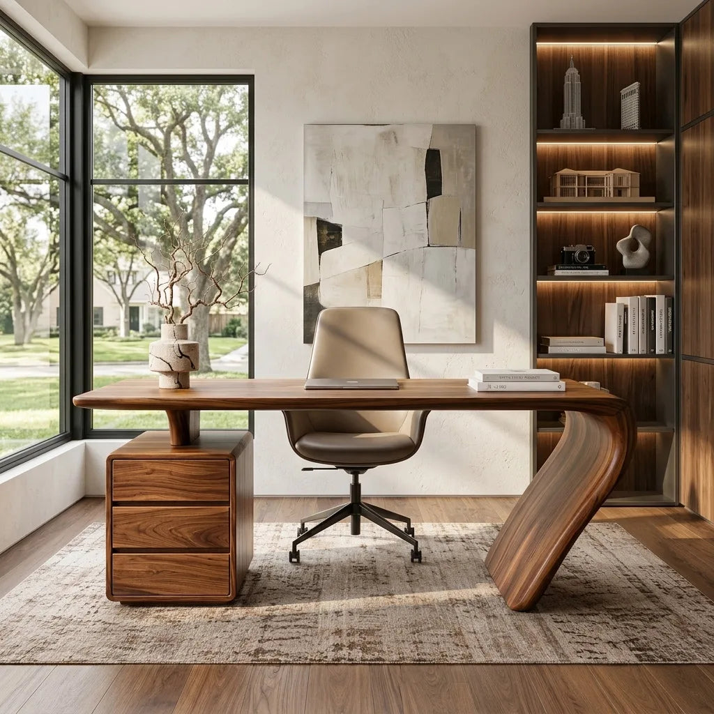 Organic Sculptural Curved Desk For Home Office