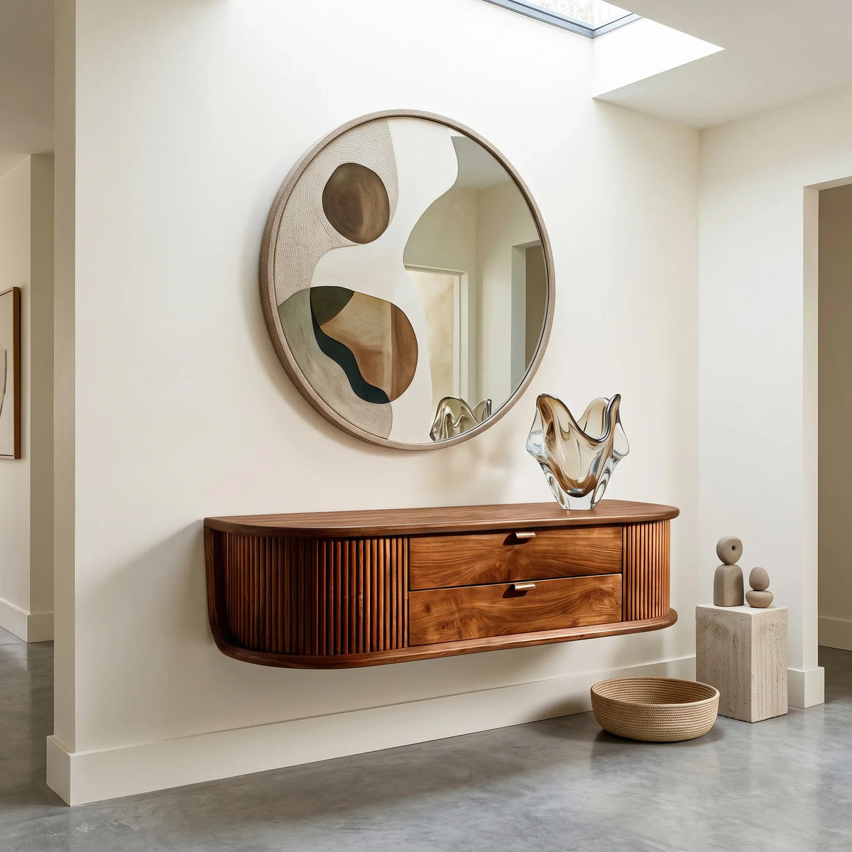 Modern Floating Wooden Console Table For Entryway
