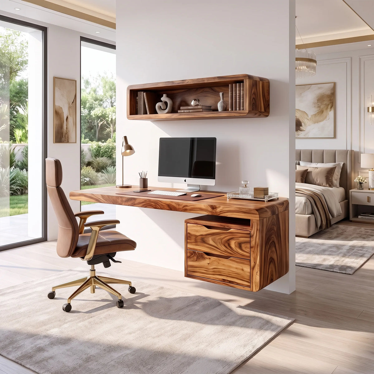 Serene Computer Desk Home Office Desk Office Desk With Drawers Floating Design For Home Office