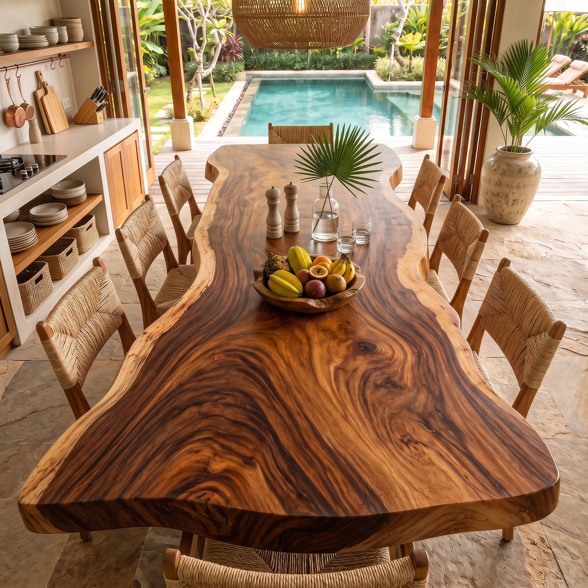 Contemporary Live Edge Wood Table Top Modern Kitchen