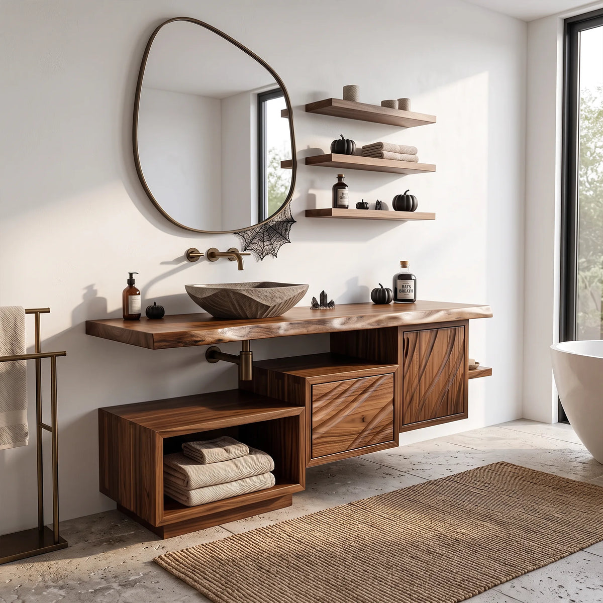 Rustic Skull Floating Bathroom Vanity Spa Bathroom