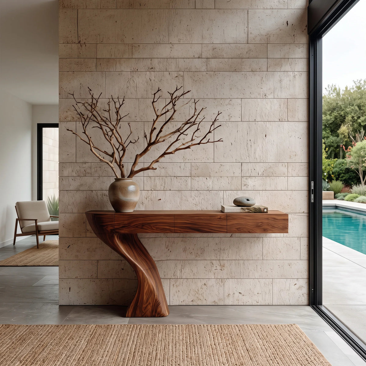 Contemporary Sculptural Console Table With Drawers For Entryway
