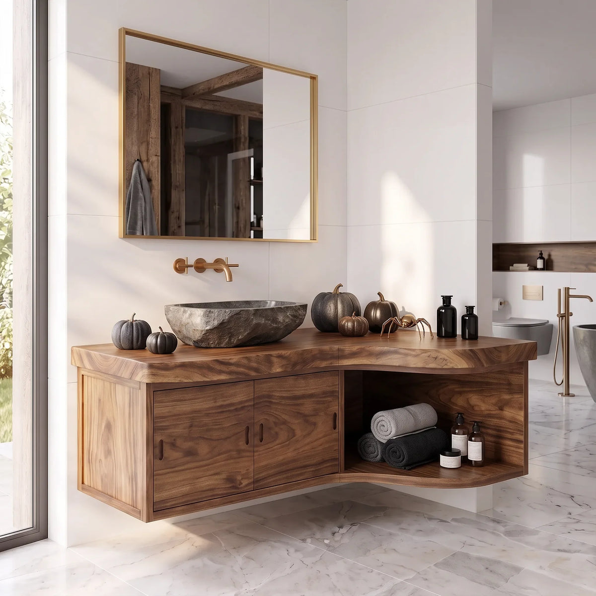 Farmhouse Pumpkin Bathroom Vanity Wellness Room