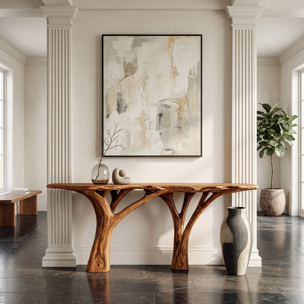 Contemporary Live Edge Console Table For Entryway