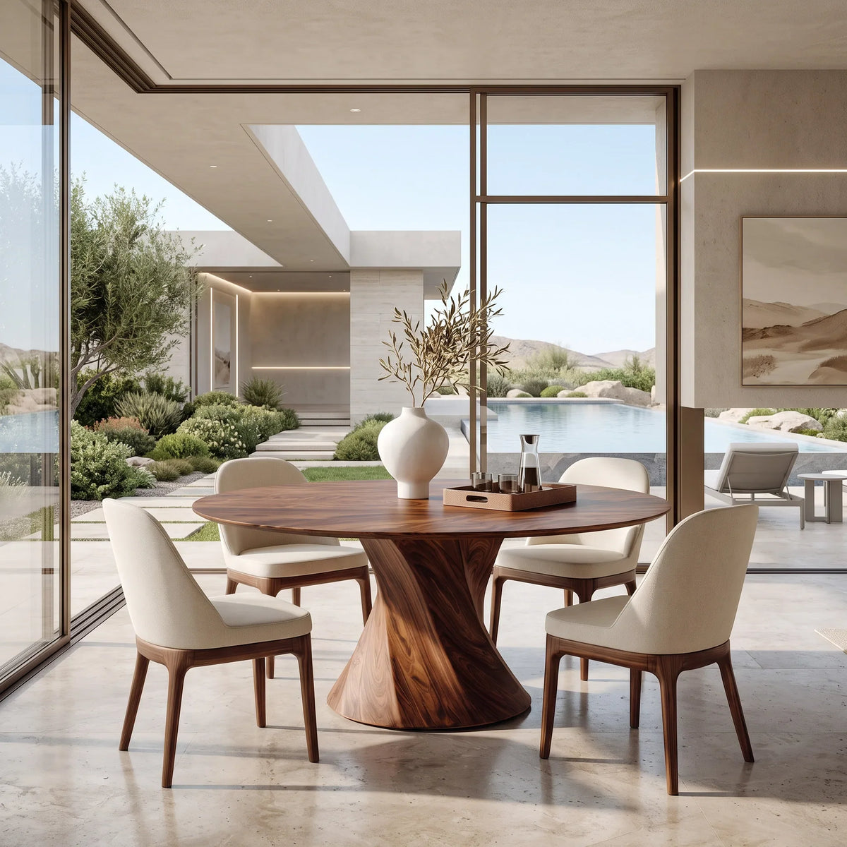 Contemporary Sculptural Round Dining Table For Dining Room