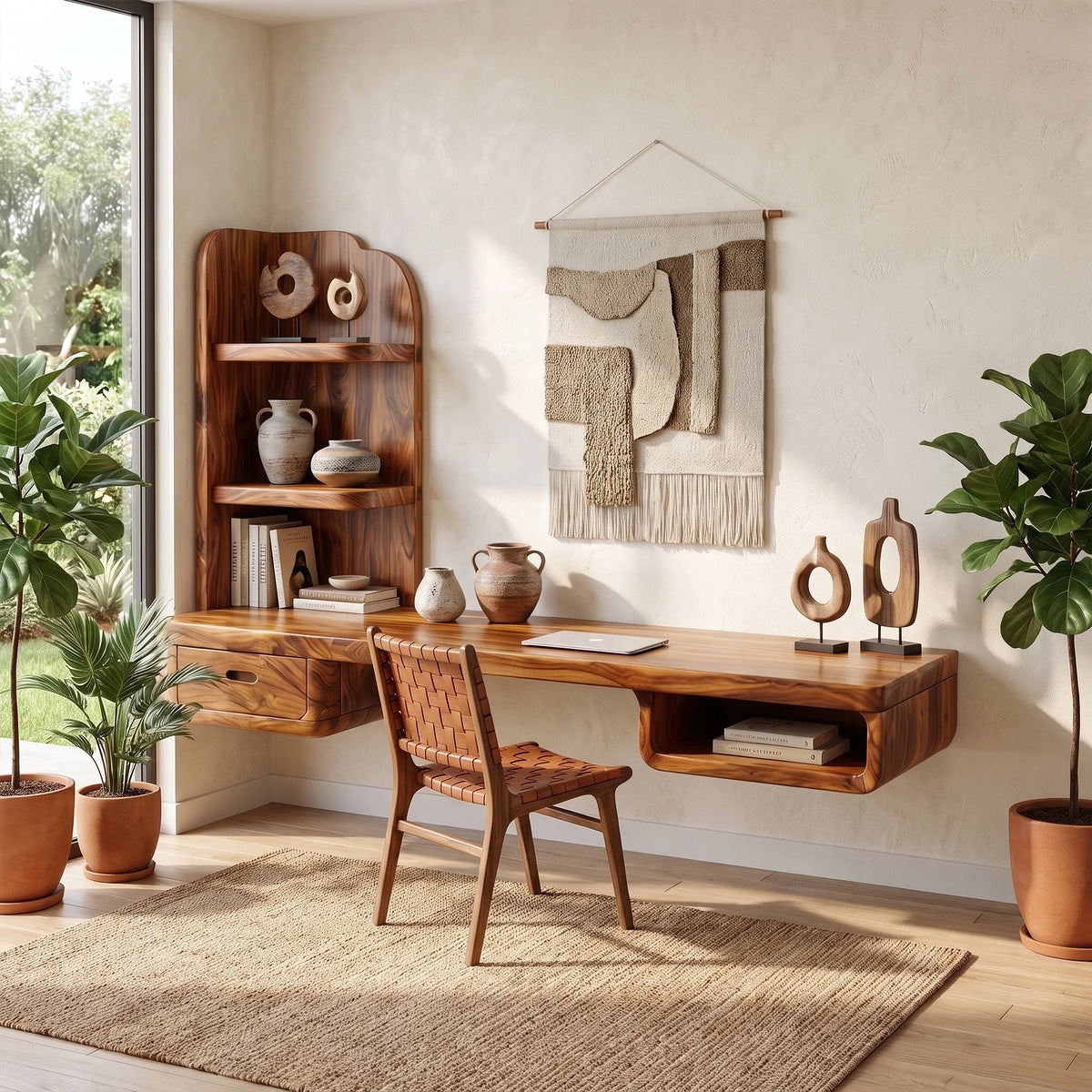 Calm Computer Desk Home Office Desk Writing Desk With Tall Shelves For Home Office