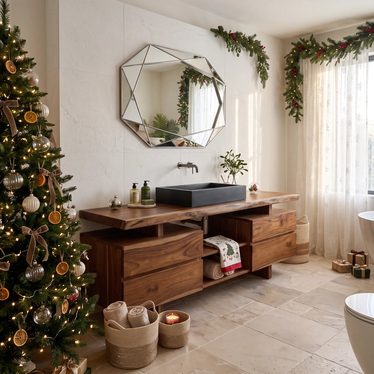Rustic Christmas Storage Bathroom Vanity Lake House