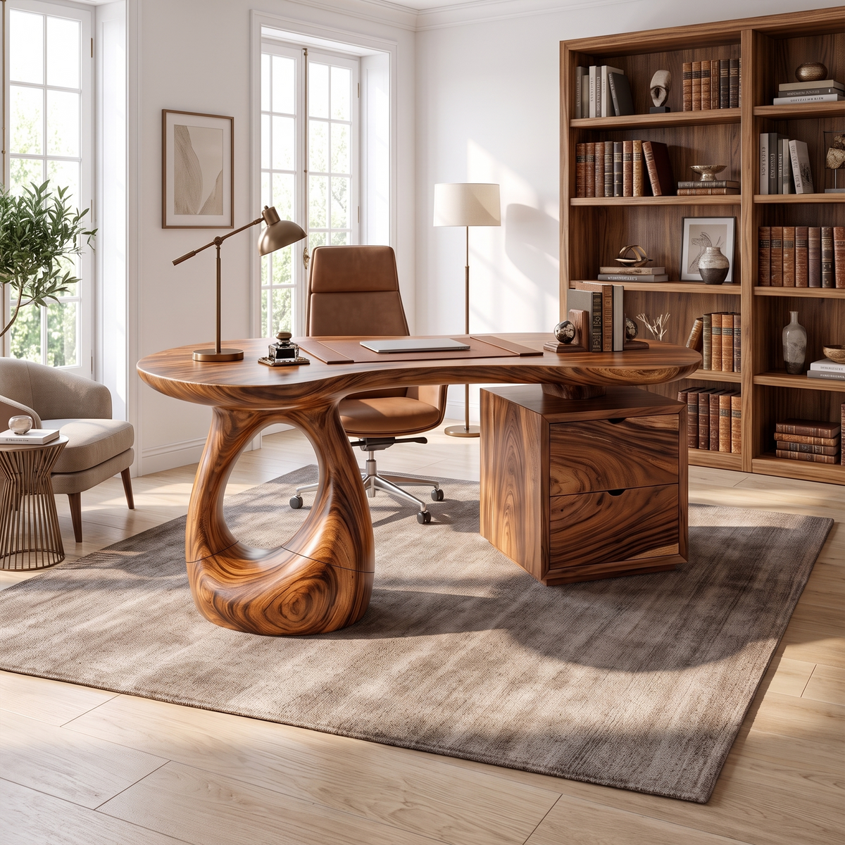 Organic Executive Desk Office Desk Writing Desk Sculptural Open Base For Home Office