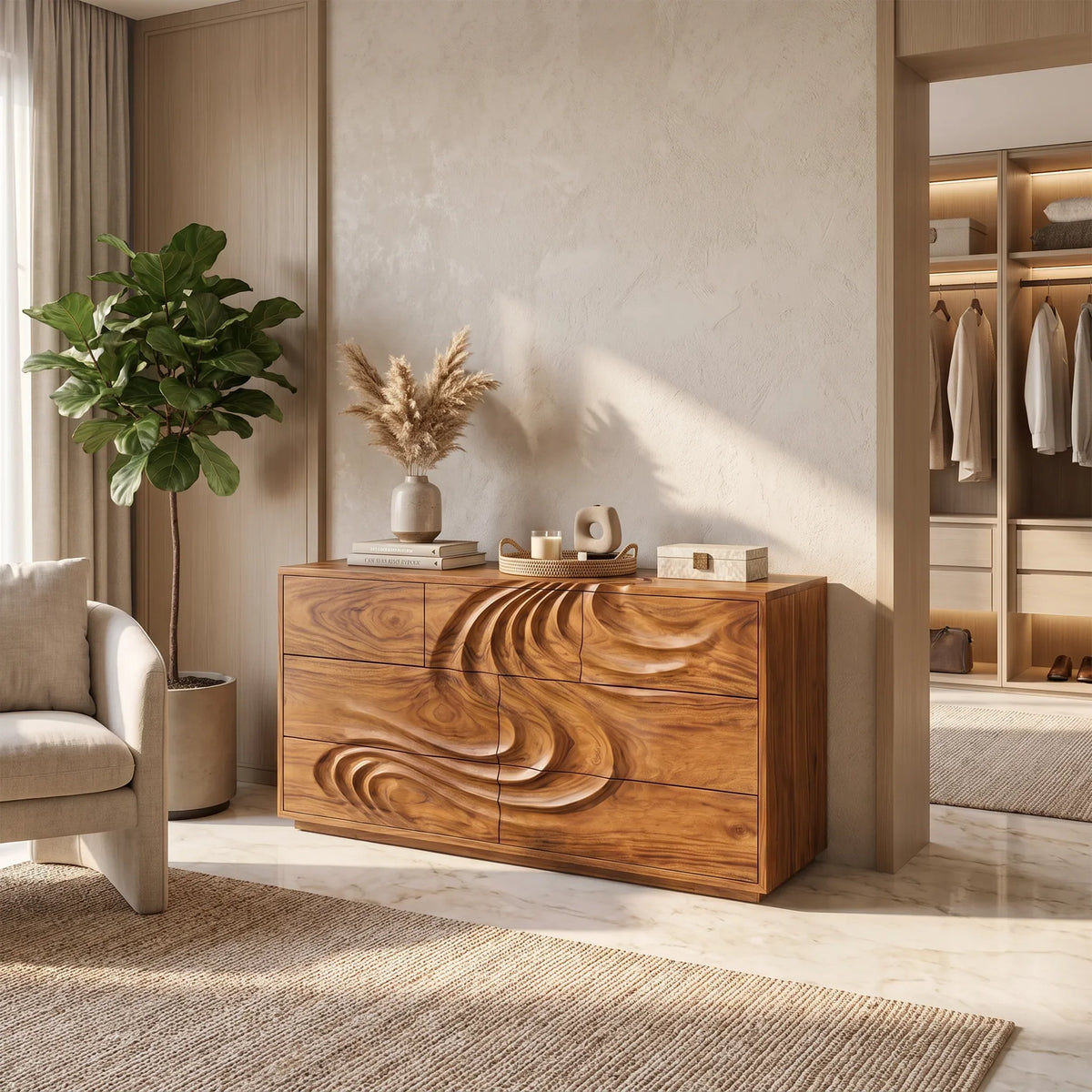 Modern Wave Chest Dresser For Master Bedroom