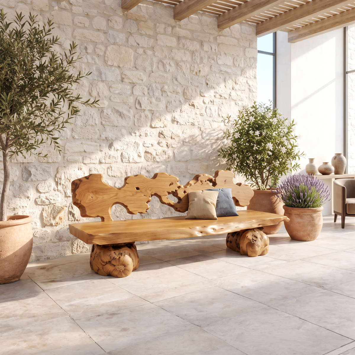 Contemporary Halloween Garden Bench With Interwoven Branch Design For Patio